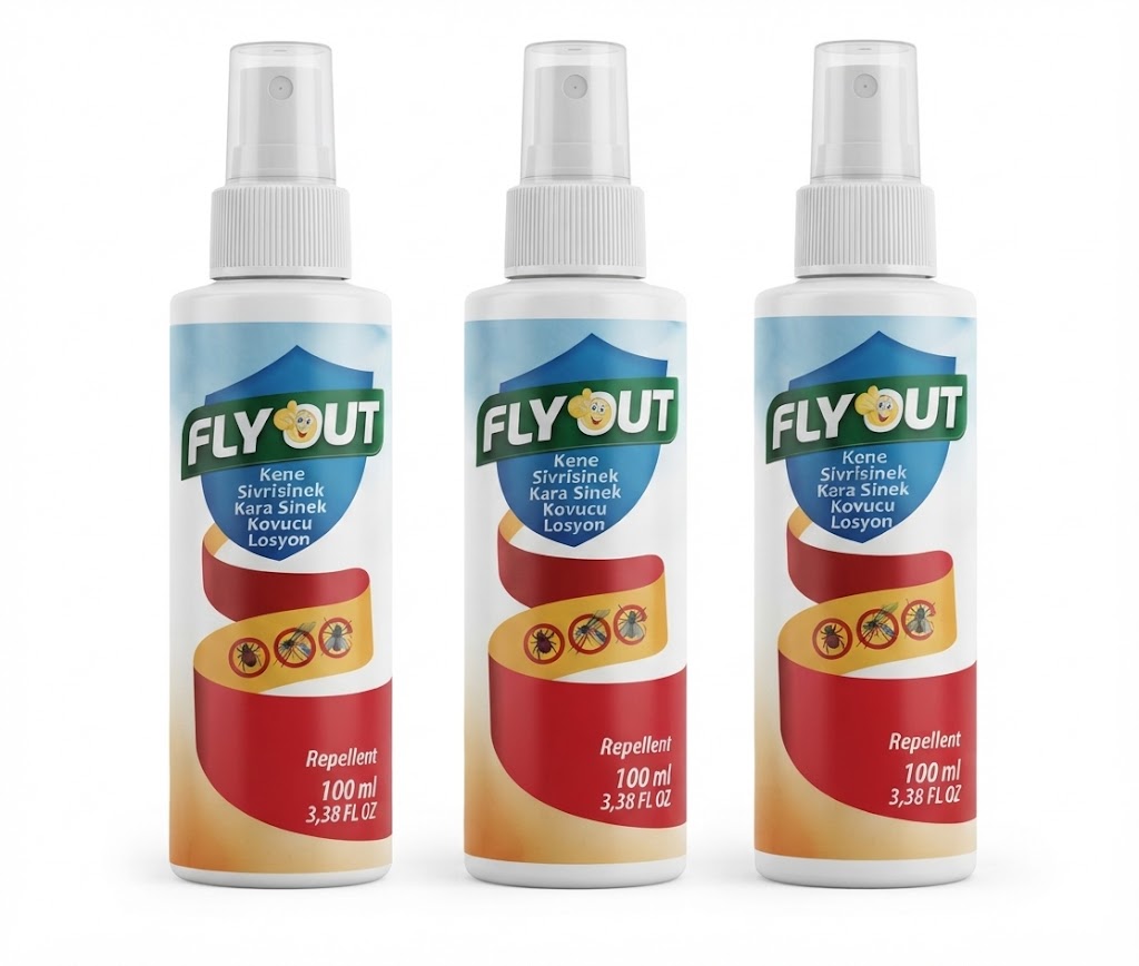 FLY OUT 100 Ml  Kene, Sivrisinek ve Kara Sinek Kovucu Losyon - Etkili ve Uzun Süreli Koruma (3'lü Paket)